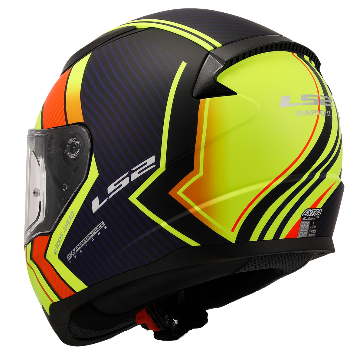LS2 RAPID 2 EXTRA KAPALI KASK MAT NEON SARI NAVY MAVİ